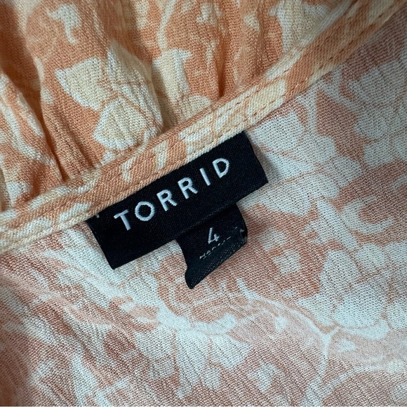 Torrid Tank Top Blouse Gauzey Orange Boho Floral Summer Crinkle Plus Size 4X - Picture 4 of 5
